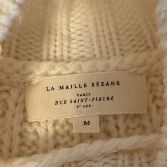 Sezane Cream Cable Knit Sweater 100% wool - Picture 2 of 5